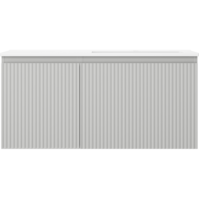 Mexen Rivel koupelnová skříňka 100 cm s umyvadlem Otis pravá, 1S, 1D, rýhovaná, šedá mat/bílá mat - 91A23-10047-3-BBFF62-W18P01