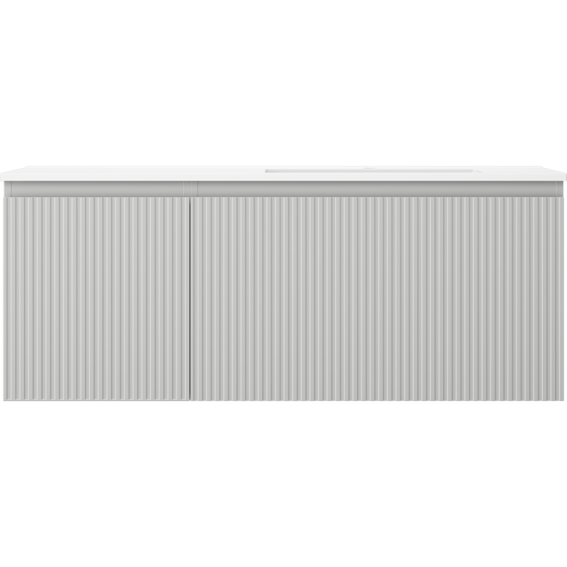 Mexen Rivel koupelnová skříňka 120 cm s umyvadlem Otis pravá, 1S, 1D, rýhovaná, šedá mat/bílá mat - 91A23-12047-3-BBFF62-W18P01