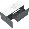 Mexen Rivel koupelnová skříňka 120 cm s umyvadlem Otis pravá, 1S, 1D, drážkovaná, grafit/bílá mat - 91A23-12047-3-BBFF66-W18P01