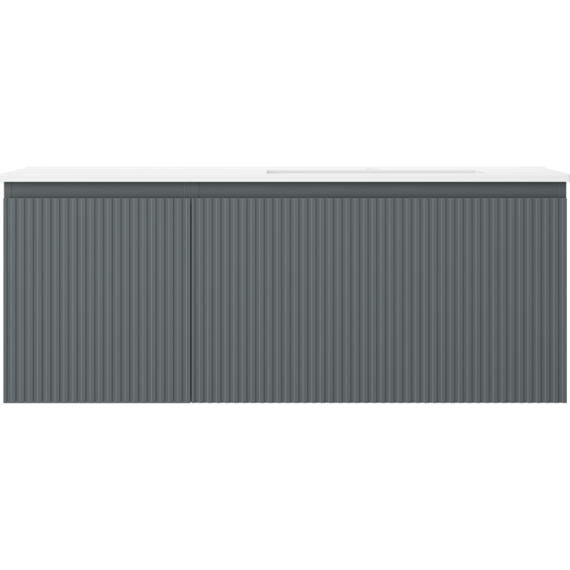 Mexen Rivel koupelnová skříňka 120 cm s umyvadlem Otis pravá, 1S, 1D, drážkovaná, grafit/bílá mat - 91A23-12047-3-BBFF66-W18P01