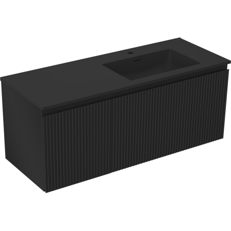 Mexen Rivel koupelnová skříňka 120 cm s umyvadlem Otis pravá, 1S, 1D, drážkovaná, černá mat - 91A23-12047-3-BBFF71-W18P71