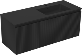 Mexen Rivel koupelnová skříňka 120 cm s umyvadlem Otis pravá, 1S, 1D, drážkovaná, černá mat - 91A23-12047-3-BBFF71-W18P71