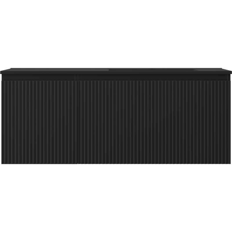 Mexen Rivel koupelnová skříňka 120 cm s umyvadlem Otis pravá, 1S, 1D, drážkovaná, černá mat - 91A23-12047-3-BBFF71-W18P71