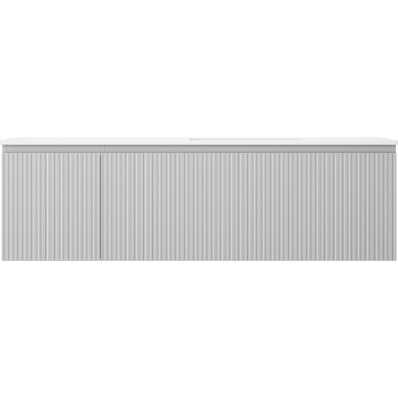 Mexen Rivel koupelnová skříňka 160 cm s umyvadlem Otis pravá, 1S, 1D, rýhovaná, šedá matná/bílá matná