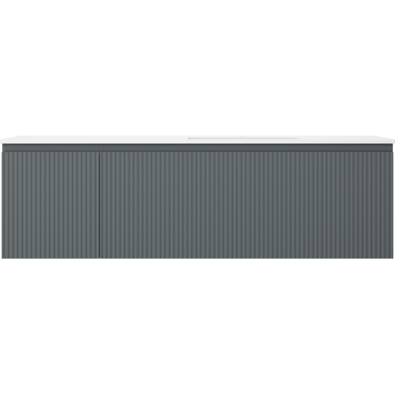 Mexen Rivel skříňka do koupelny 160 cm s umyvadlem Otis pravá, 1S, 1D, rýhovaná, grafit/bílá mat - 91A23-16047-3-BBFF66-W18P01