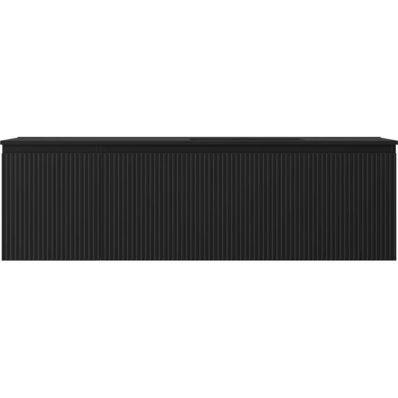 Mexen Rivel koupelnová skříňka 160 cm s umyvadlem Otis pravá, 1S, 1D, drážkovaná, černá mat - 91A23-16047-3-BBFF71-W18P71