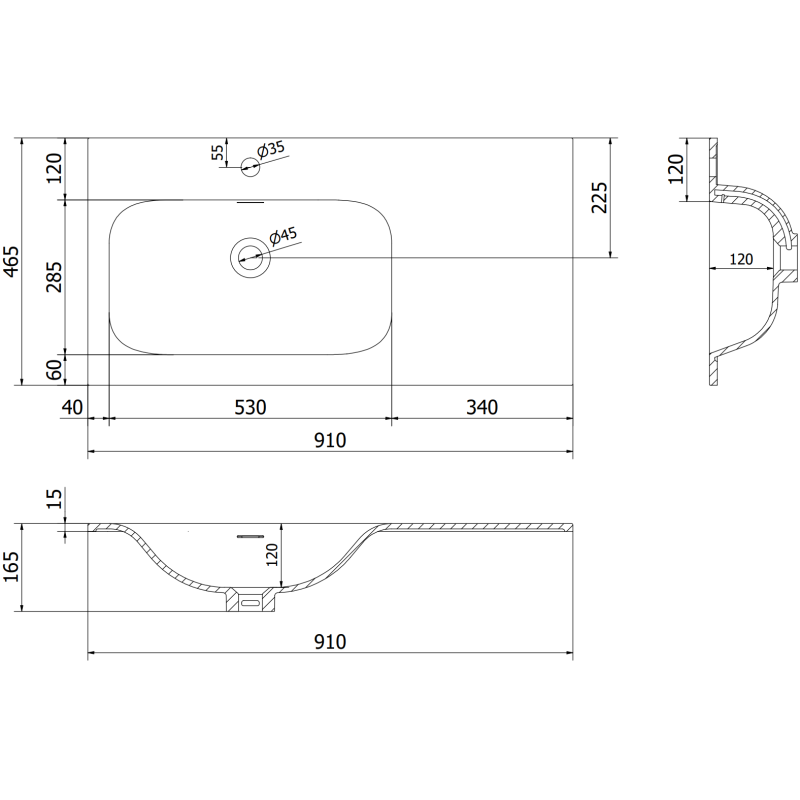 Mexen Orio koupelnová skříňka 90 cm s umyvadlem Vela levá, 1S, 1D, bílý lesk - 91A13-09047-3-BBFF00-W23L00