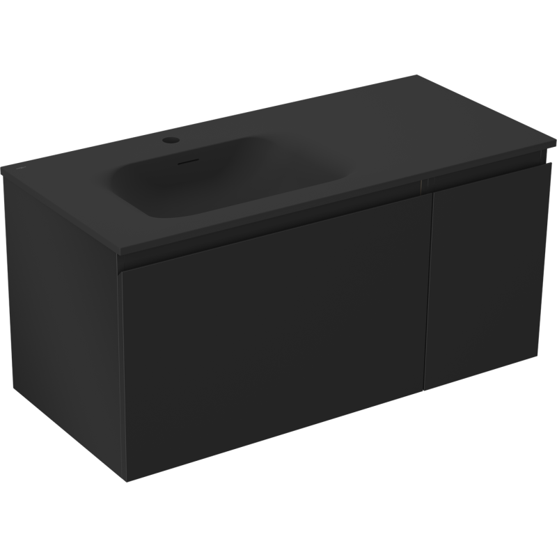 Mexen Orio koupelnová skříňka 90 cm s umyvadlem Vela levá, 1S, 1D, černá matná - 91A13-09047-3-BBFF71-W23L71