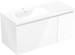 Mexen Orio koupelnová skříňka 100 cm s umyvadlem Vela levá, 1S, 1D, bílý lesk - 91A13-10047-3-BBFF00-W23L00