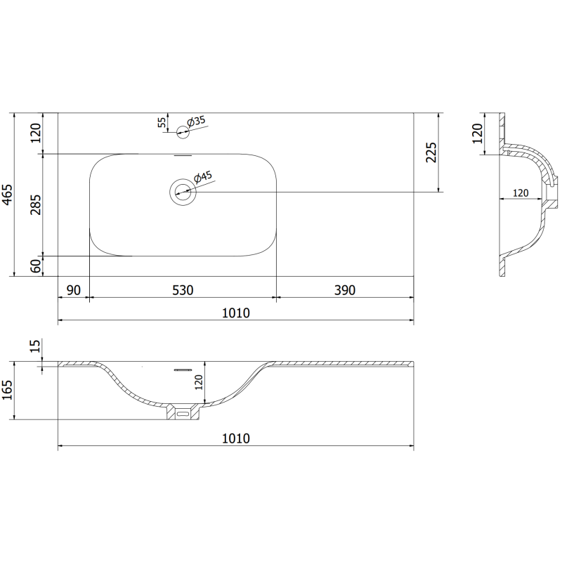 Mexen Orio koupelnová skříňka 100 cm s umyvadlem Vela levá, 1S, 1D, černá mat - 91A13-10047-3-BBFF71-W23L71
