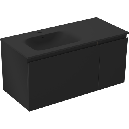 Mexen Orio koupelnová skříňka 100 cm s umyvadlem Vela levá, 1S, 1D, černá mat - 91A13-10047-3-BBFF71-W23L71