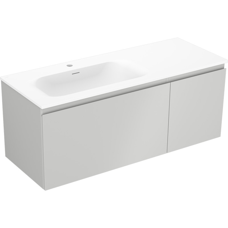 Mexen Orio koupelnová skříňka 120 cm s umyvadlem Vela levým, 1S, 1D, šedá matná/bílá matná