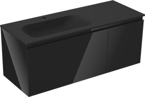 Mexen Orio koupelnová skříňka 120 cm s umyvadlem Vela levé, 1S, 1D, černý lesk/černý mat - 91A13-12047-3-BBFF70-W23L71