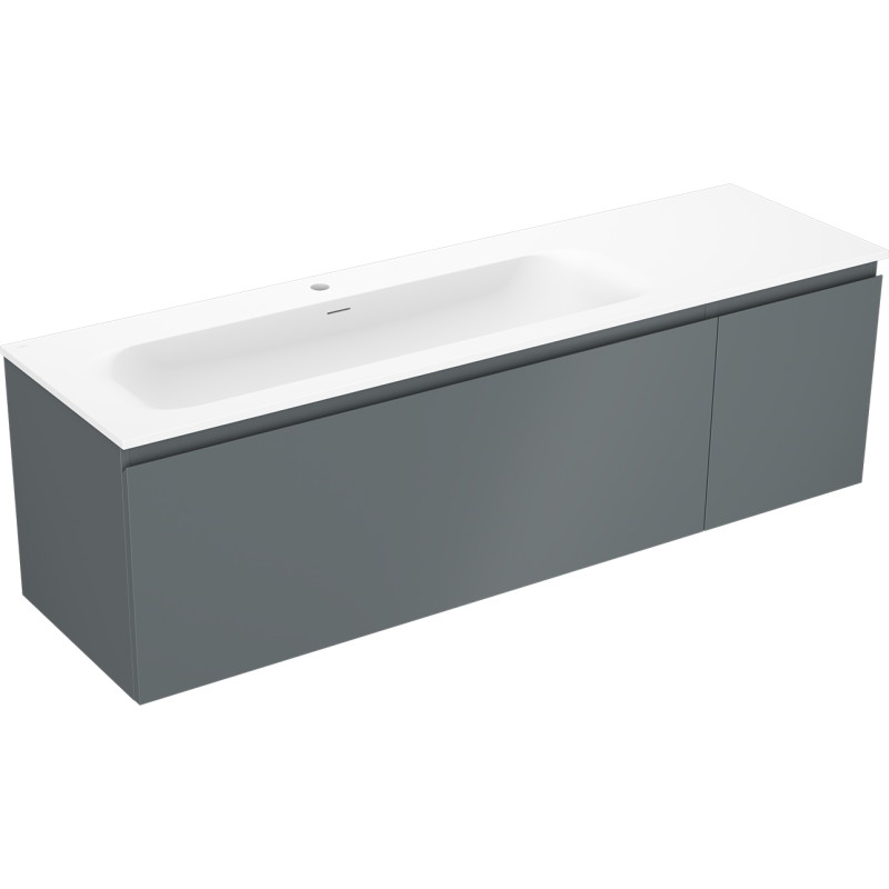Mexen Orio koupelnová skříňka 160 cm s umyvadlem Vela vlevo, 1S, 1D, grafit mat/bílá mat - 91A13-16047-3-BBFF66-W23L01