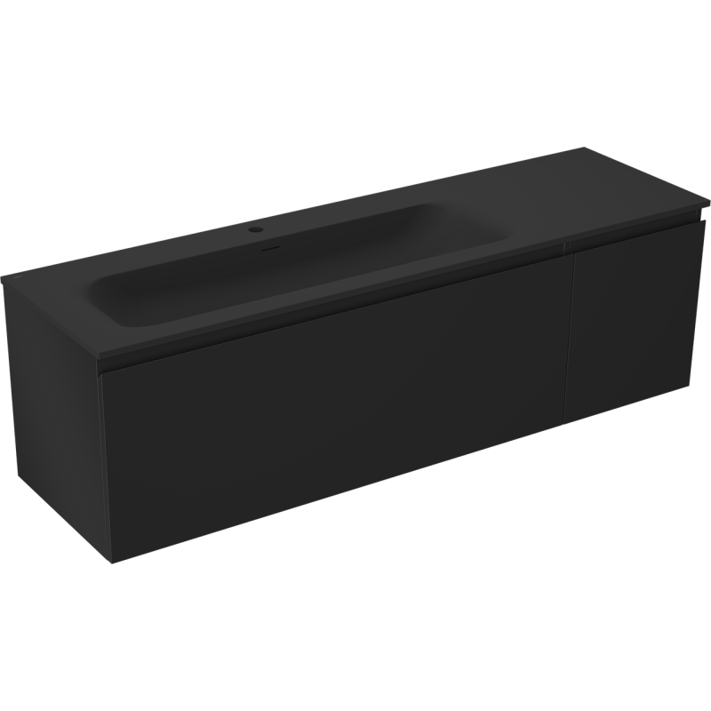 Mexen Orio koupelnová skříňka 160 cm s umyvadlem Vela levá, 1S, 1D, černá mat - 91A13-16047-3-BBFF71-W23L71