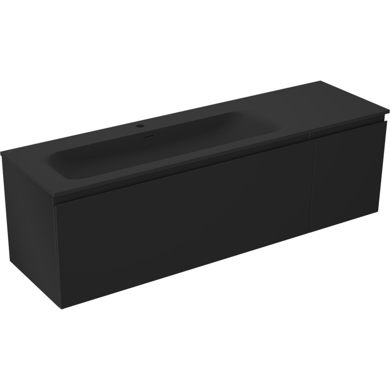 Mexen Orio koupelnová skříňka 160 cm s umyvadlem Vela vlevo, 1S, 1D, černá matná - 91A13-16047-3-BBFF71-W23L71