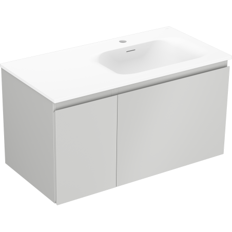 Mexen Orio koupelnová skříňka 90 cm s umyvadlem Vela pravým, 1S, 1D, šedá mat/bílá mat - 91A13-09047-3-BBFF62-W23P01