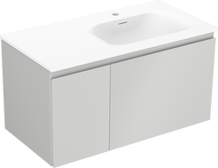 Mexen Orio koupelnová skříňka 90 cm s umyvadlem Vela pravá, 1S, 1D, šedá mat/bílá mat - 91A13-09047-3-BBFF62-W23P01