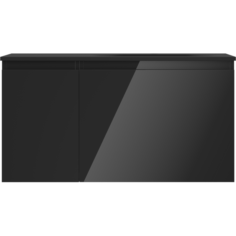 Mexen Orio koupelnová skříňka 90 cm s umyvadlem Vela pravým, 1S, 1D, černý lesk/černý mat - 91A13-09047-3-BBFF70-W23P71