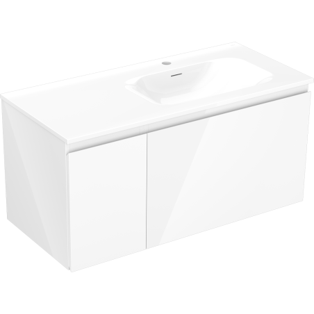 Mexen Orio koupelnová skříňka 100 cm s umyvadlem Vela pravá, 1S, 1D, bílý lesk - 91A13-10047-3-BBFF00-W23P00