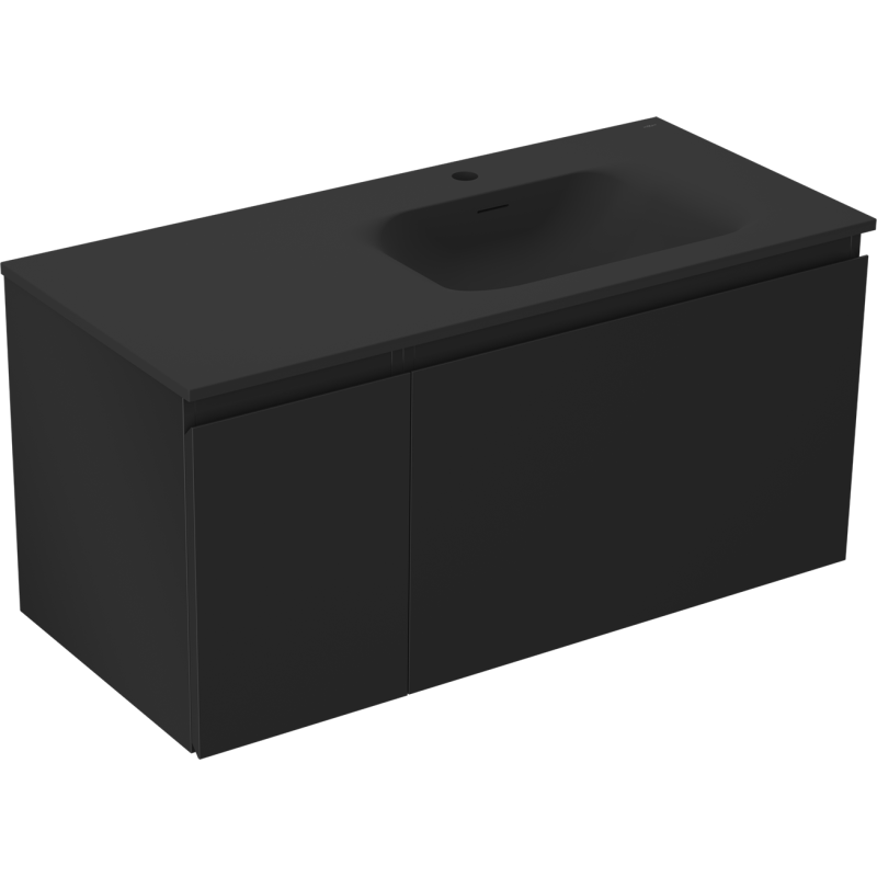 Mexen Orio koupelnová skříňka 100 cm s umyvadlem Vela pravá, 1S, 1D, černá mat - 91A13-10047-3-BBFF71-W23P71