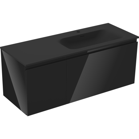 Mexen Orio koupelnová skříňka 120 cm s umyvadlem Vela pravé, 1S, 1D, černý lesk/černý mat - 91A13-12047-3-BBFF70-W23P71