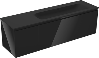 Mexen Orio koupelnová skříňka 160 cm s umyvadlem Vela pravá, 1S, 1D, černý lesk/černý mat - 91A13-16047-3-BBFF70-W23P71
