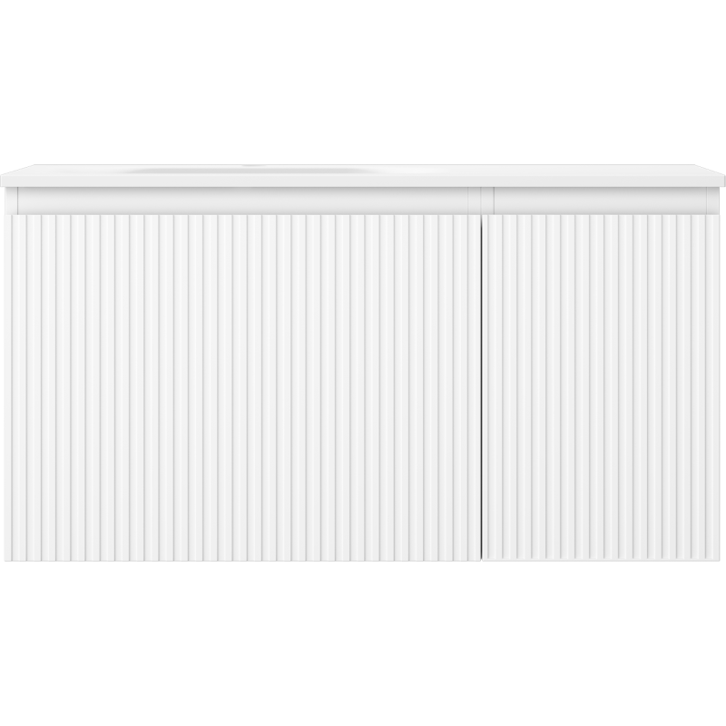 Mexen Rivel koupelnová skříňka 90 cm s umyvadlem Vela levá, 1S, 1D, rýhovaná, bílá matná - 91A23-09047-3-BBFF01-W23L01