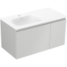 Mexen Rivel koupelnová skříňka 90 cm s umyvadlem Vela levým, 1S, 1D, rýhovaná, šedá mat/bílá mat - 91A23-09047-3-BBFF62-W23L01