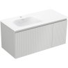 Mexen Rivel koupelnová skříňka 100 cm s umyvadlem Vela vlevo, 1S, 1D, rýhovaná, šedá mat/bílá mat - 91A23-10047-3-BBFF62-W23L01
