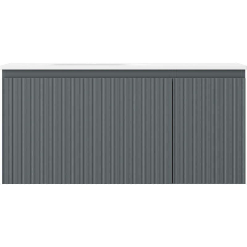 Mexen Rivel koupelnová skříňka 100 cm s umyvadlem Vela levá, 1S, 1D, drážkovaná, grafit mat/bílá mat