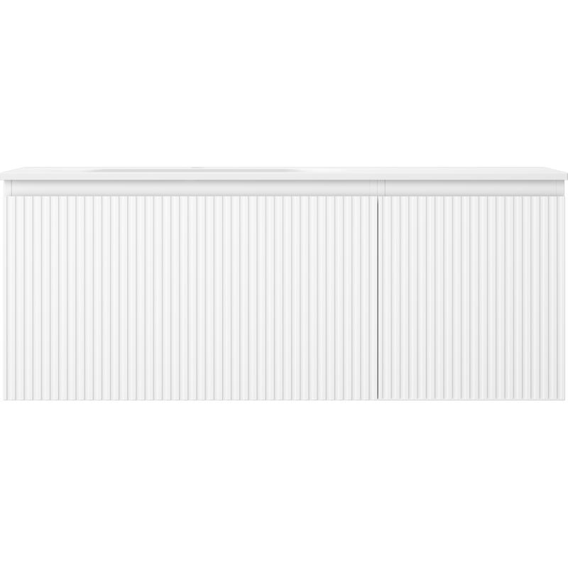 Mexen Rivel koupelnová skříňka 120 cm s umyvadlem Vela levá, 1S, 1D, rýhovaná, bílá mat - 91A23-12047-3-BBFF01-W23L01