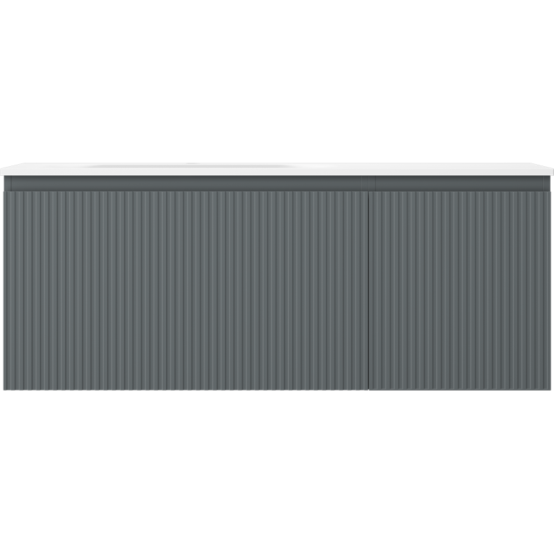 Mexen Rivel koupelnová skříňka 120 cm s umyvadlem Vela levou, 1S, 1D, vroubkovaná, grafit mat/bílý mat