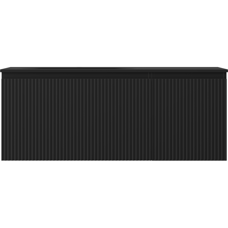 Mexen Rivel koupelnová skříňka 120 cm s umyvadlem Vela levým, 1S, 1D, rýhovaná, černá mat - 91A23-12047-3-BBFF71-W23L71