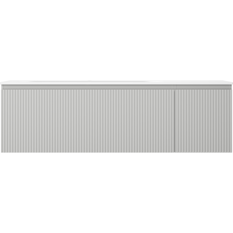 Mexen Rivel koupelnová skříňka 160 cm s umyvadlem Vela vlevo, 1S, 1D, ryhovaná, šedá mat/bílá mat - 91A23-16047-3-BBFF62-W23L01