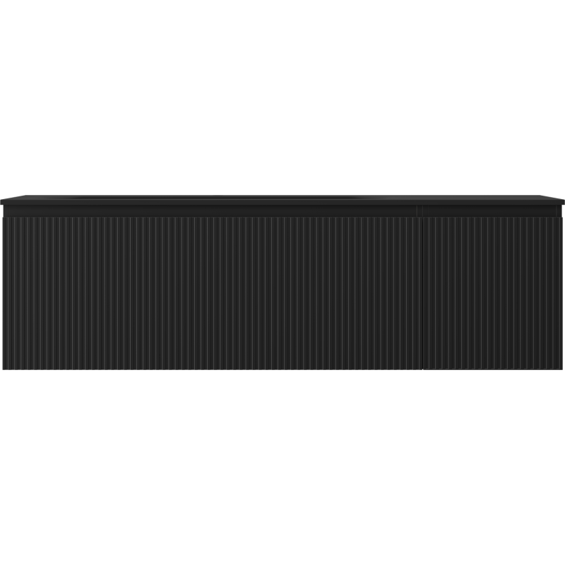Mexen Rivel koupelnová skříňka 160 cm s umyvadlem Vela levá, 1S, 1D, rýhovaná, černá mat - 91A23-16047-3-BBFF71-W23L71