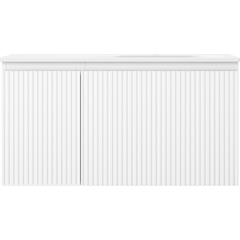 Mexen Rivel koupelnová skříňka 90 cm s umyvadlem Vela pravým, 1S, 1D, rýhovaná, bílá mat - 91A23-09047-3-BBFF01-W23P01