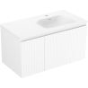 Mexen Rivel koupelnová skříňka 90 cm s umyvadlem Vela pravým, 1S, 1D, rýhovaná, bílá mat - 91A23-09047-3-BBFF01-W23P01