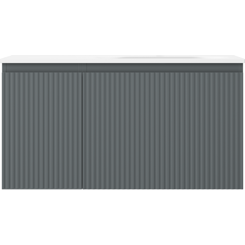 Mexen Rivel koupelnová skříňka 90 cm s umyvadlem Vela pravá, 1S, 1D, drážkovaná, grafit mat/bílá mat