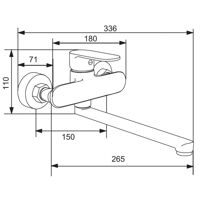 Mexen Milo baterie vanová dlouhá hubice, černá - 71335-70