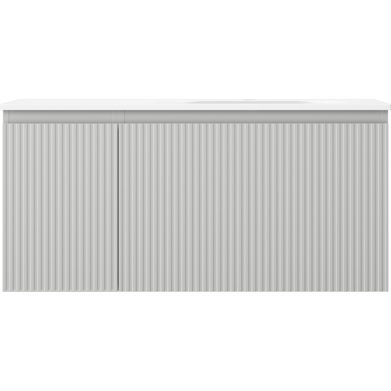 Mexen Rivel koupelnová skříňka 100 cm s umyvadlem Vela pravá, 1S, 1D, rýhovaná, šedá mat/bílá mat - 91A23-10047-3-BBFF62-W23P01