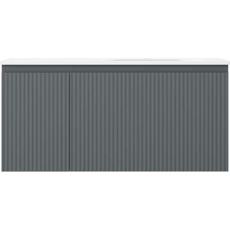 Mexen Rivel koupelnová skříňka 100 cm s umyvadlem Vela pravá, 1S, 1D, drážkovaná, grafit/bílá mat - 91A23-10047-3-BBFF66-W23P01