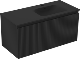 Mexen Rivel koupelnová skříňka 100 cm s umyvadlem Vela pravým, 1S, 1D, profilovaná, černý mat - 91A23-10047-3-BBFF71-W23P71