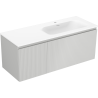 Mexen Rivel koupelnová skříňka 120 cm s umyvadlem Vela pravá, 1S, 1D, rýhovaná, šedá mat/bílá mat