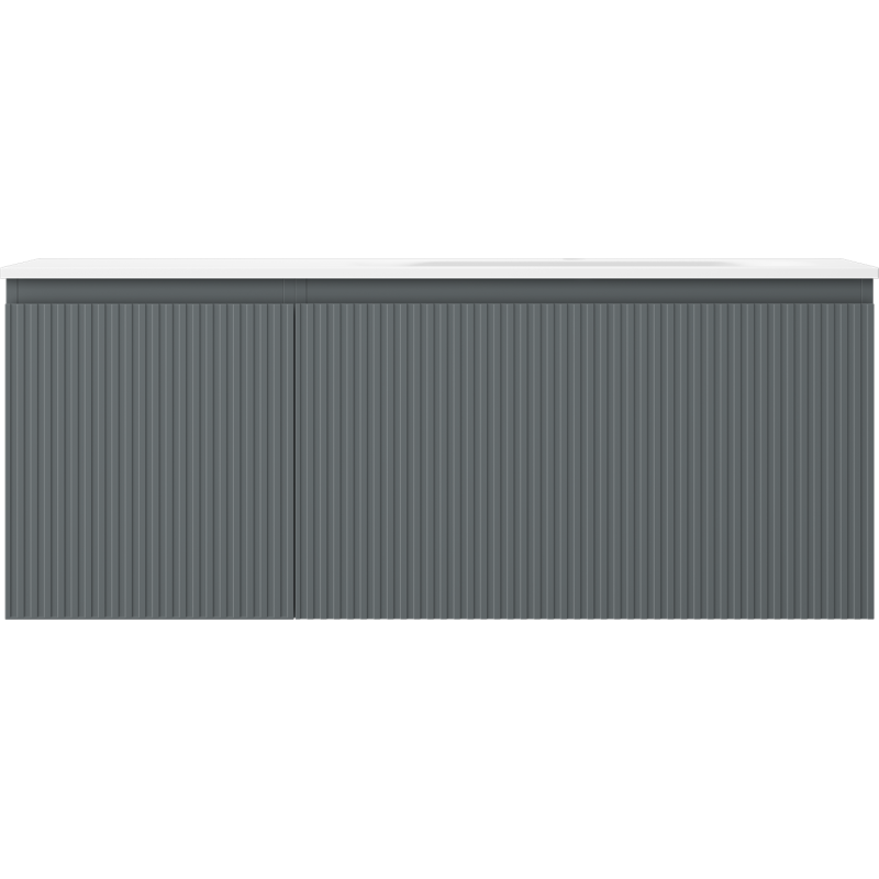 Mexen Rivel koupelnová skříňka 120 cm s umyvadlem Vela pravá, 1S, 1D, drážkovaná, grafit/bílá mat - 91A23-12047-3-BBFF66-W23P01