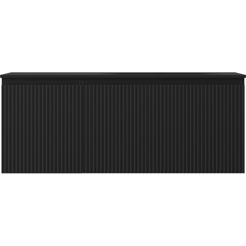 Mexen Rivel koupelnová skříňka 120 cm s umyvadlem Vela pravá, 1S, 1D, rýhovaná, černá mat - 91A23-12047-3-BBFF71-W23P71