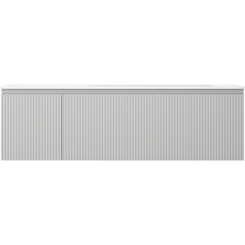 Mexen Rivel koupelnová skříňka 160 cm s umyvadlem Vela pravá, 1S, 1D, rýhovaná, šedá mat/bílá mat - 91A23-16047-3-BBFF62-W23P01