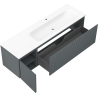Mexen Rivel koupelnová skříňka 160 cm s umyvadlem Vela pravá, 1S, 1D, drážkovaná, grafit/bílá mat - 91A23-16047-3-BBFF66-W23P01