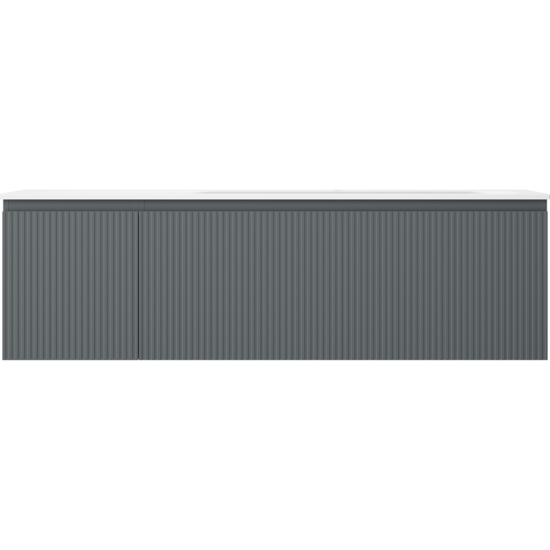 Mexen Rivel koupelnová skříňka 160 cm s umyvadlem Vela pravá, 1S, 1D, drážkovaná, grafit/bílá mat - 91A23-16047-3-BBFF66-W23P01