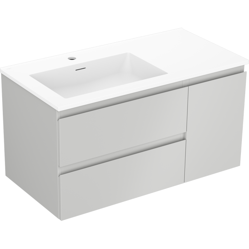 Mexen Orio koupelnová skříňka 90 cm s umyvadlem Otis levé, 2S, 1D, šedá mat/bílá mat - 91A13-09047-3-BBFFF62-W18L01